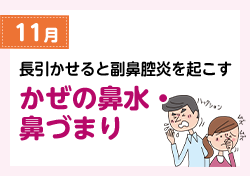 11月 長引かせると副鼻腔炎を起こす かぜの鼻水・鼻づまり