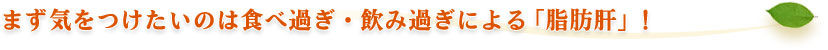 まず気をつけたいのは食べ過ぎ・飲み過ぎによる「脂肪肝」！