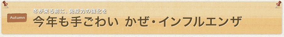 冬が来る前に、免疫力の強化を 今年も手ごわい かぜ・インフルエンザ！