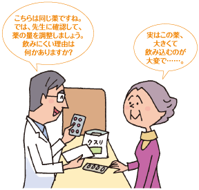 実はこの薬、大きくて飲み込むのが大変で……。