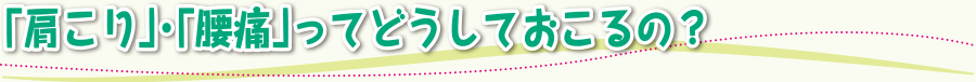 「肩こり」・「腰痛」ってどうしておこるの？