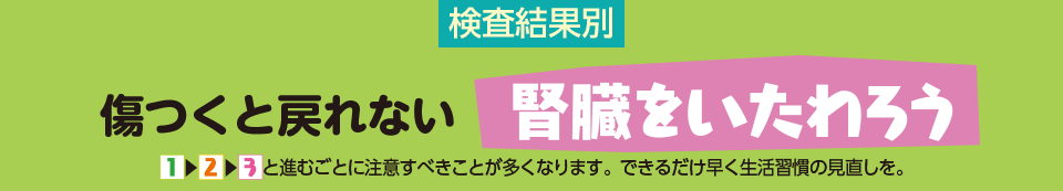 検査結果別 傷つくと戻れない腎臓をいたわろう