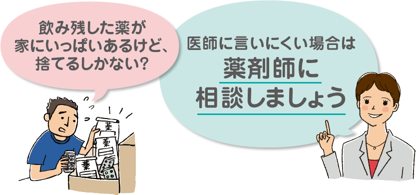 飲み残した薬が家にいっぱいあるけど、捨てるしかない？医師に言いにくい場合は薬剤師に相談しましょう