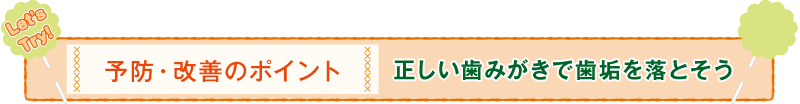 予防・改善のポイント 正しい歯みがきで歯垢を落とそう