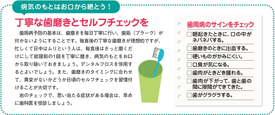ていねいな歯磨きとセルフチェックを