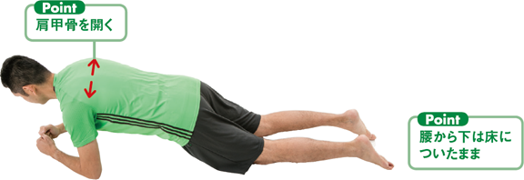 肩甲骨を開く 腰から下は床についたまま