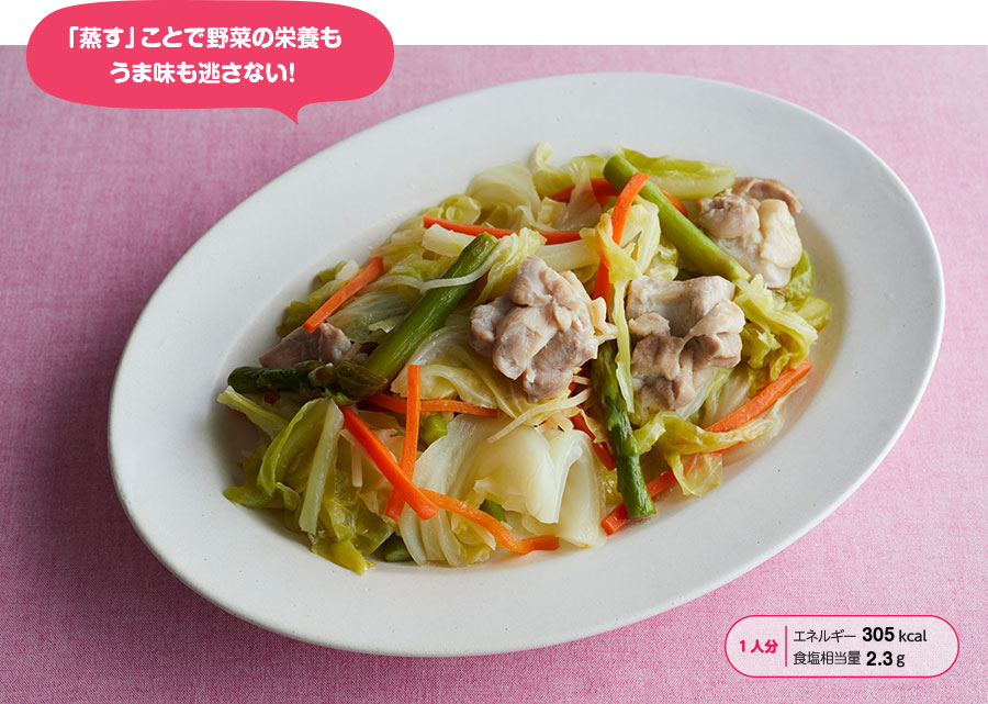 「蒸す」ことで野菜の栄養もうま味も逃さない！