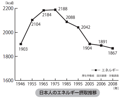 日本人のエネルギー摂取推移